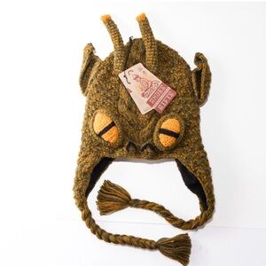 Handmade Kids Alien Knit Hat - Green with yellow
